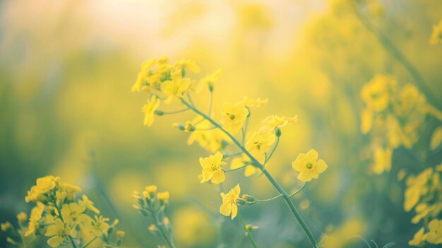 Macro view of mustard flowers