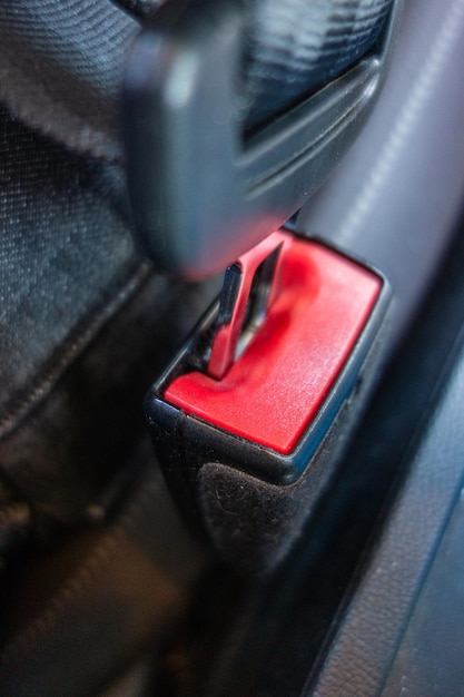 Photo macro view of a seat belt fastening