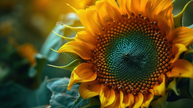 Photo macro view of sunflower