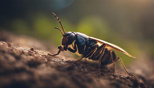 Macro of a wasp on the ground Macro insect