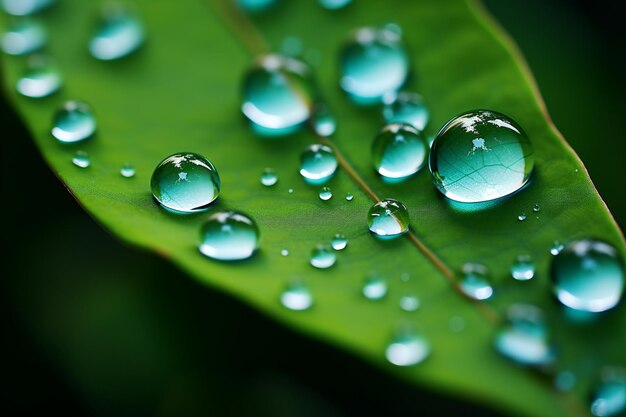 Macro water drops on plant leaf