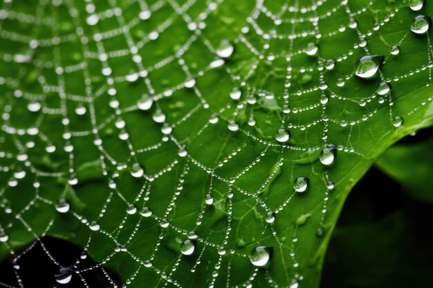 Macro web drop morning spider green nature water wet cobweb dew