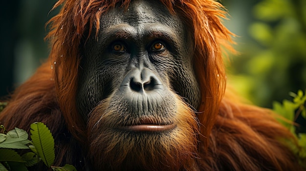 Macro weergave van close-up van Orang Utan Wildlife conservatie concept en kopie ruimte