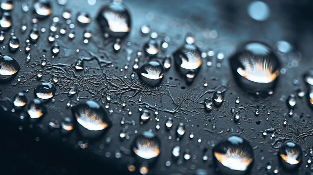 Фото Макро мокрое стекло с каплями воды иллюстрация ai generativexa