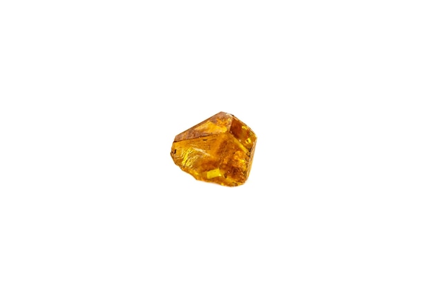 Photo macro yellow diamond mineral stone on white background