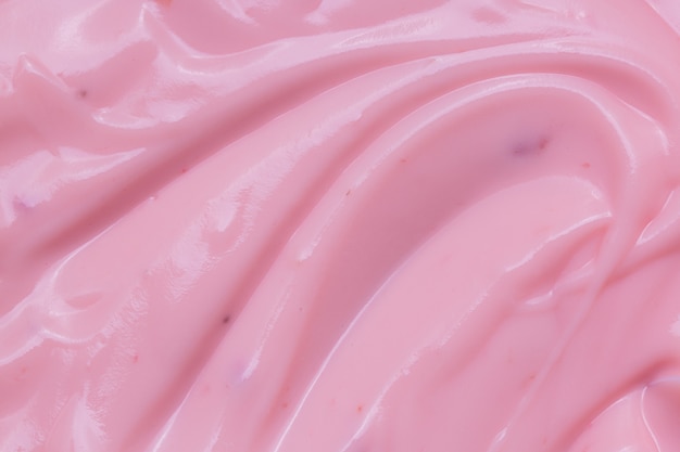 Macro Yoghurt Aardbeien bevroren yoghurt achtergrond close-up Aardbeien ijs textuur close-up