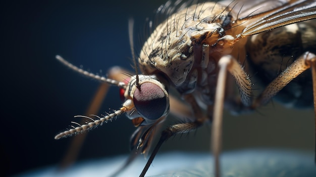 Macrodetail van muggen die menselijke bloedinsecten zuigen