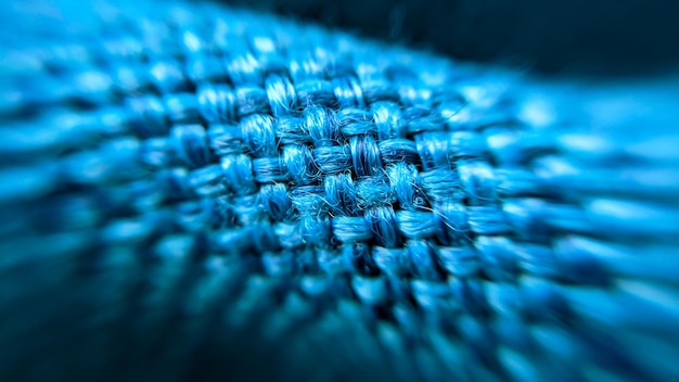 Foto macrofoto blauwe stof met grof geweven