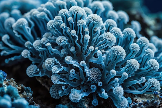 Macrofoto van blauw koraal
