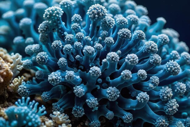 Foto macrofoto van blauw koraal
