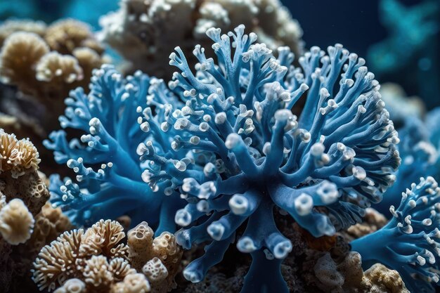 Foto macrofoto van blauw koraal