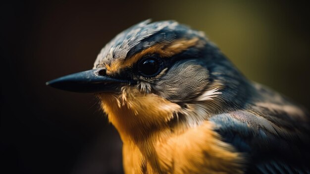 Macrofoto van een kleine vogel