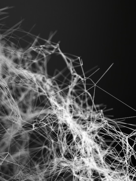 Macrofoto van het ingewikkelde netwerk van microvezels die de verweven strengen en hun gossamerverbindingen benadrukt