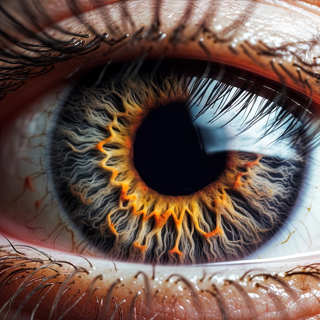 Foto macrofoto van het menselijk oog van dichtbij