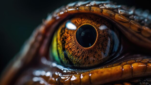 Macrofoto van het oog van een reptiel