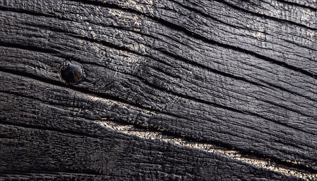 Macrofoto van zwart houten oppervlak met houtstructuur