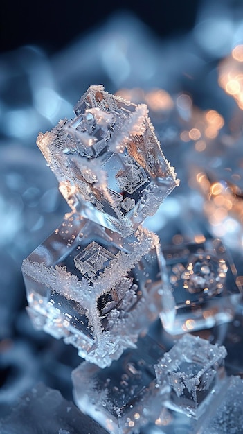 Macrofotografie van ijskristallen