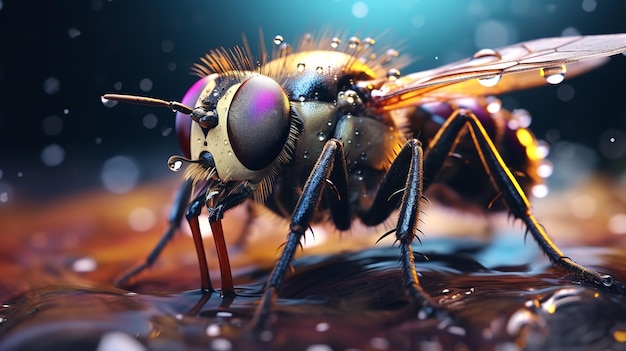 Macrofotografie van insecten, fauna, biologie Ai Generative