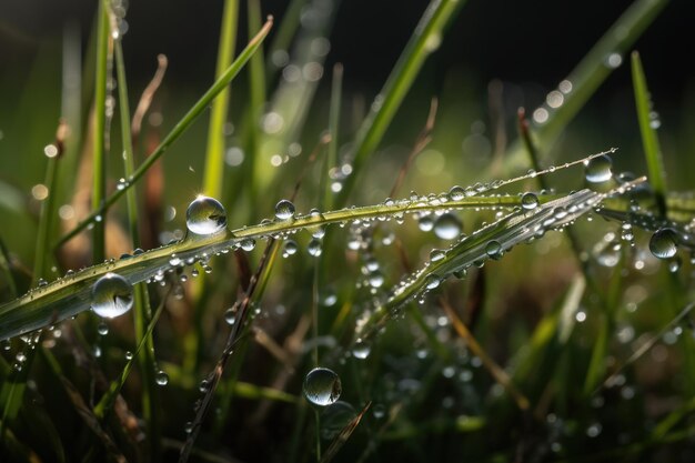 Macrophotography of Wasssertropfen Grass with Dew Closeup Nature Design