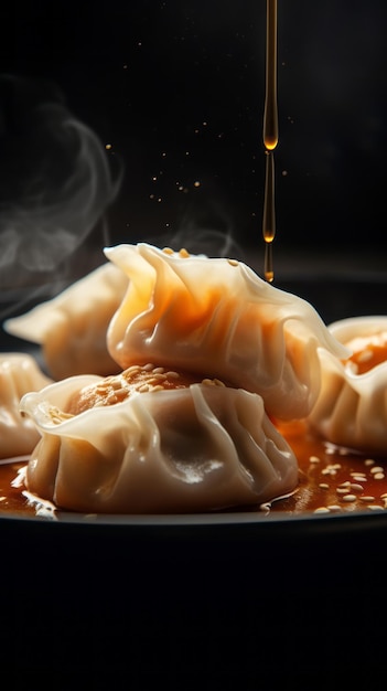 Foto macroshot food super premium dumpling
