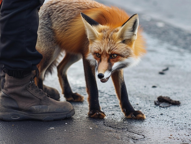 Mad fox on the street