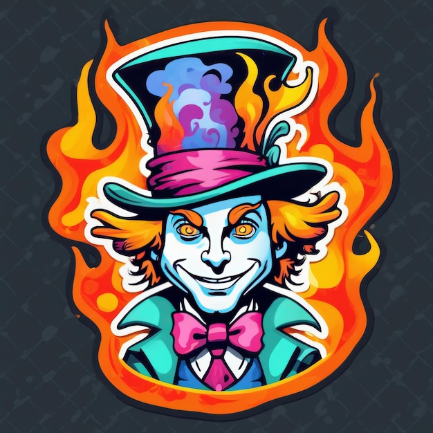 Photo mad hatter sticker for tshirt