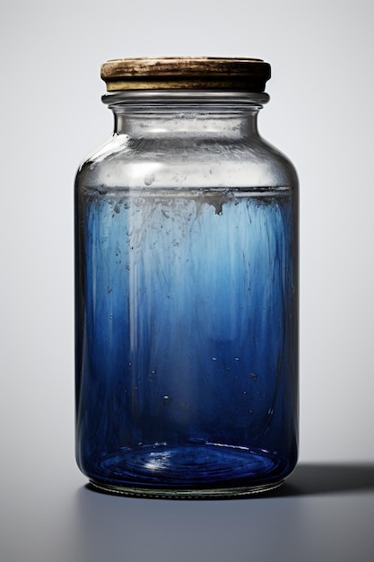 Photo mad scientist's gruesome viscous jar blue isolated realistic