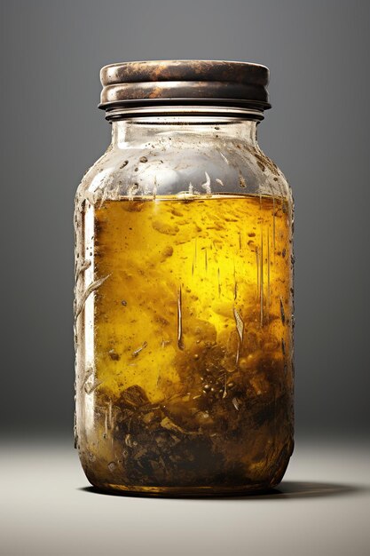 Mad scientist's gruesome viscous jar yellow isolated realistic