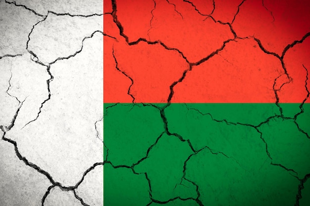 Madagascar cracked country flag