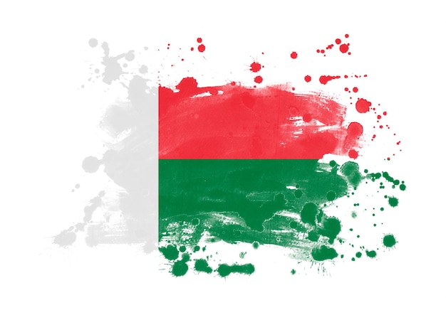 Madagascar flag grunge painted background