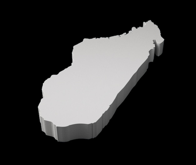 Madagaskar 3D-kaart Geografie Cartografie en topologie Zeeblauw oppervlak 3D-illustratie