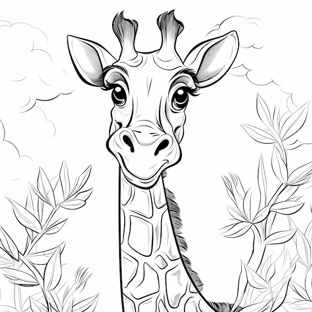 Foto madagaskar geïnspireerde giraffe kleurboek pagina vector illustratie en witte achtergrond