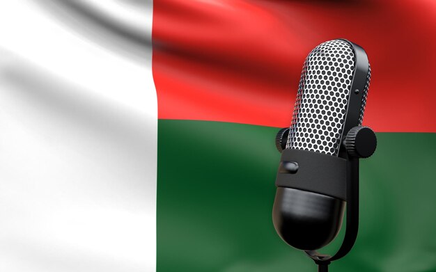 Madagaskar vlag met microfoon 3D-rendering beeld