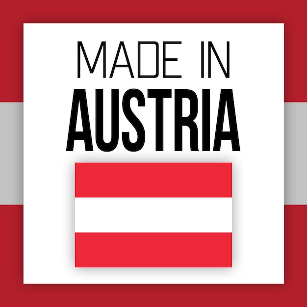made in austria label, illustration with national flag