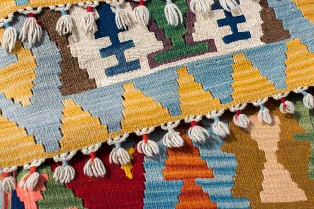 Photo made carpet and rugs of traditional types