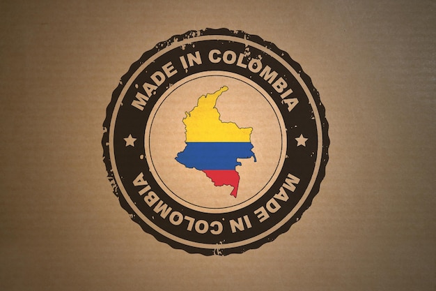 Photo made in colombia stamped on a brown paper