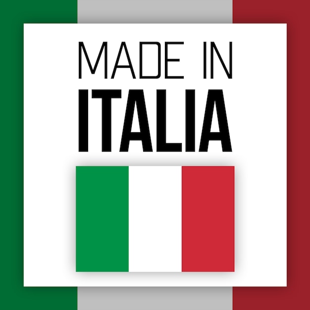 Made in Italia label, illustratie met nationale vlag