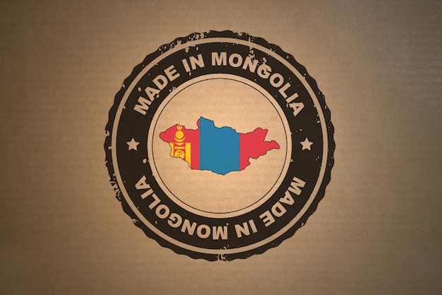 Made in Mongolia stamped on a brown paper