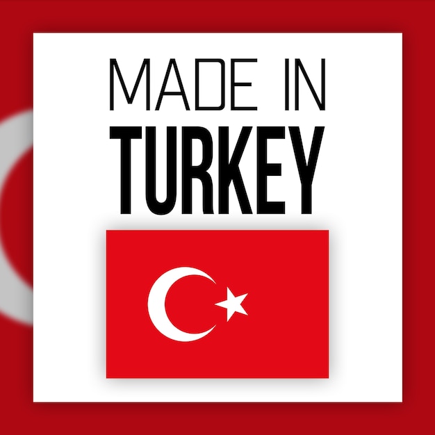 トルコ製ラベル、国旗付きイラスト