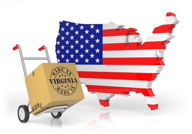 Made in Virginia with USA Map. 3D Illustration