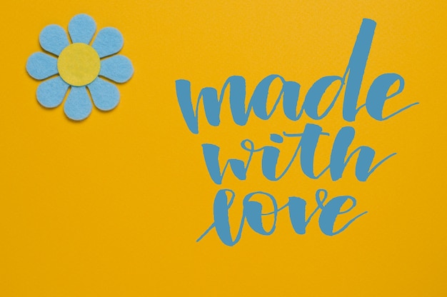 Made with love. Handwritten text. 