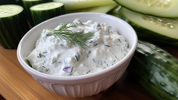 Made with thick creamy Greek yogurt and fresh grated cucumber this tzatziki is the perfect dip for any occasion Generated by AI