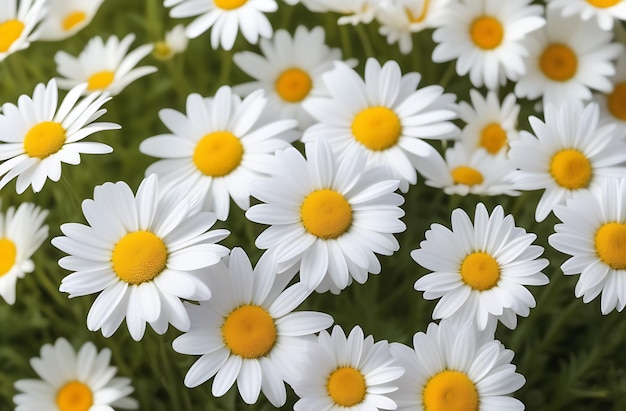 Madeliefjes in een veld Kamille bloemen Top uitzicht