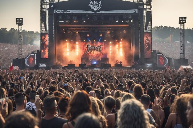 MADRID 30 JUNE Het publiek tijdens een concert op het Download heavy metal muziekfestival op 30 juni in Madrid, Spanje