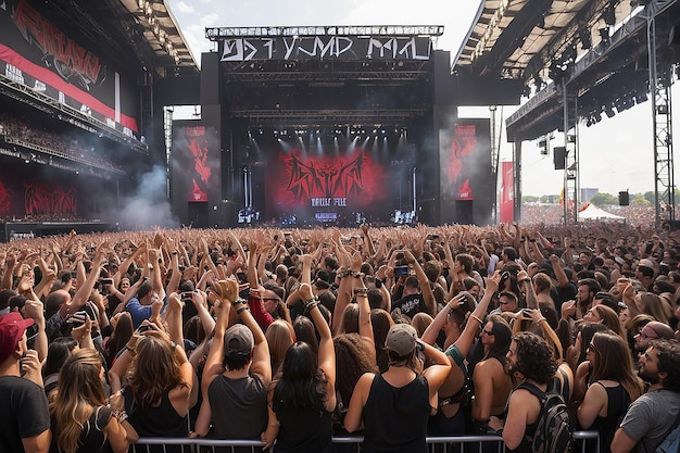 MADRID 30 JUNE Het publiek tijdens een concert op het Download heavy metal muziekfestival op 30 juni in Madrid, Spanje