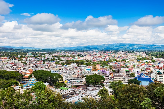 Mae Sai aerial view from Wat Phra That Wai Dao (Black Scorpion Temple), Thailand