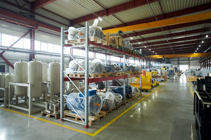 Foto magazijn bij productie-installatie