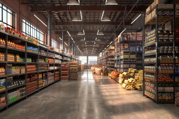 Foto magazijn van een supermarkt