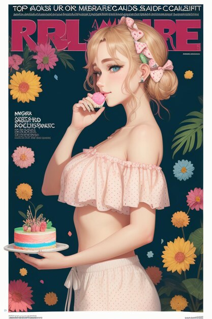 写真 雑誌の表紙デザイン若くて美しい女の子モデルのイラストカバーアルバムのパンフレット広告
