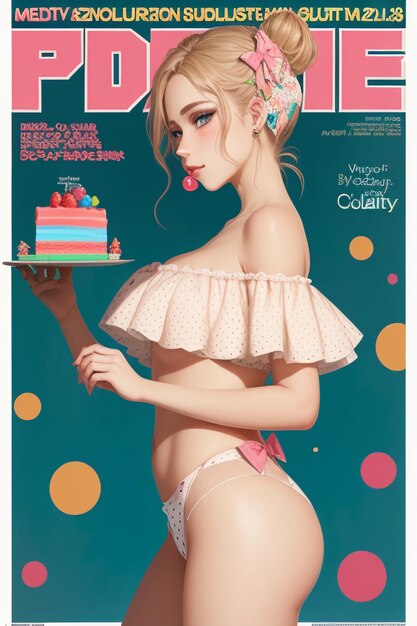 Magazine cover design young and beautiful girl model illustrations cover album brochure advertising